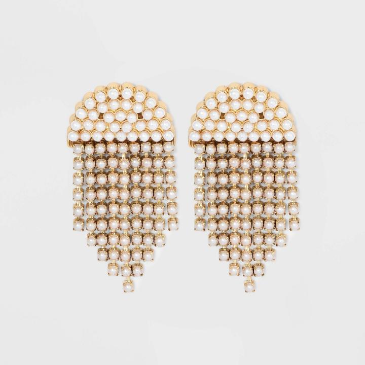 Sugarfix By Baublebar Pearl Fringe Statement Drop Earrings - Gold