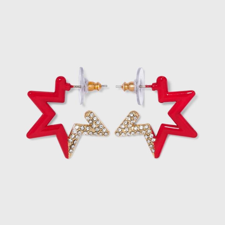 Sugarfix By Baublebar Two-tone Starburst Hoop Earrings - Red