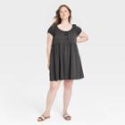 Women's Plus Size Puff Short Sleeve Day Dress - Universal Thread Gray