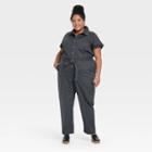 Women's Plus Size Short Sleeve Boiler Suit - Ava & Viv Charcoal Gray X