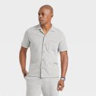 Men's Short Sleeve Knit Button-down Shirt - Goodfellow & Co Gray