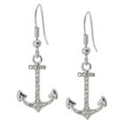 Target Silver Plated Anchor Drop Earrings With Crystals - Clear, Girl's