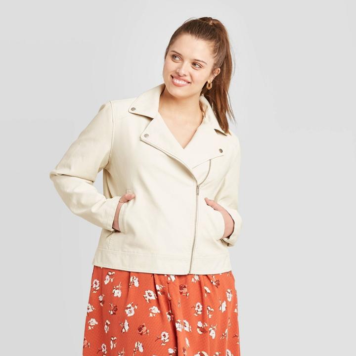 Women's Plus Size Moto Jacket - Universal Thread Cream 1x, Women's, Size: