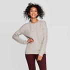 Women's Long Sleeve Crewneck Textured Pullover Sweater - A New Day Light Gray