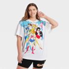 Women's Sailor Moon Plus Size Short Sleeve Oversized Graphic T-shirt - White