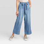 Women's Tie-front Denim Cropped Pants - Knox Rose Blue