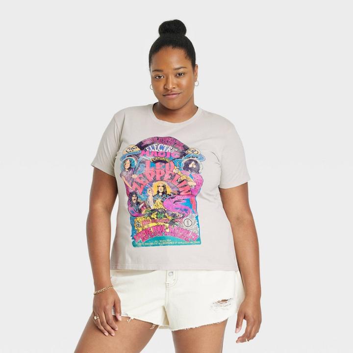 Women's Led Zeppelin Plus Size Short Sleeve Graphic T-shirt - Gray