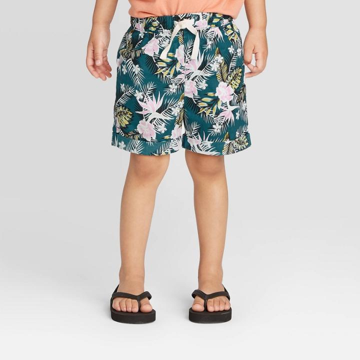 Toddler Boys' Tropical Print Woven Fashion Cotton Shorts - Art Class Teal 12m, Toddler Boy's,