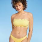 Juniors' Textured Gingham Bandeau Bikini Top - Xhilaration Yellow D/dd Cup