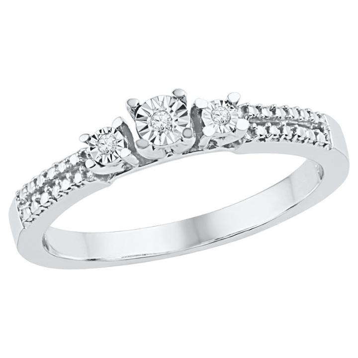 Target 0.03 Ct. T.w. Round Diamond Miracle Set Three Stone Ring In Sterling Silver (5), Girl's, White
