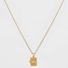 No Brand Silver Plated Rectangle Locket Pendant Necklace - Worn Gold