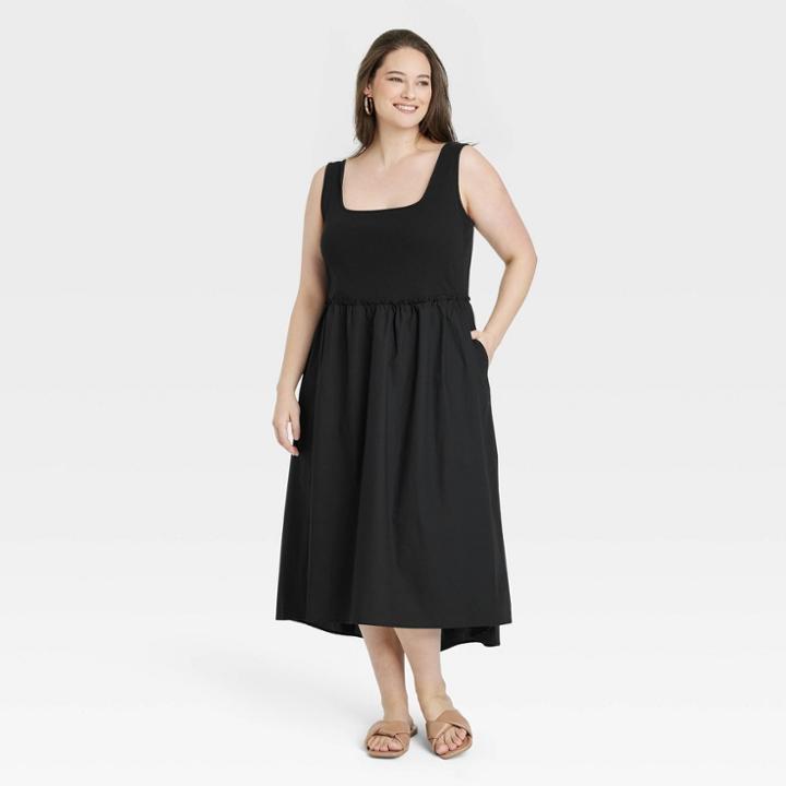 Women's Plus Size Sleeveless Ballet Dress - A New Day Black