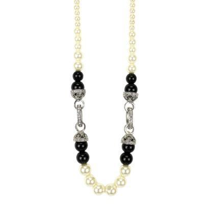 Target Women's Beaded Necklace - Black/white/silver