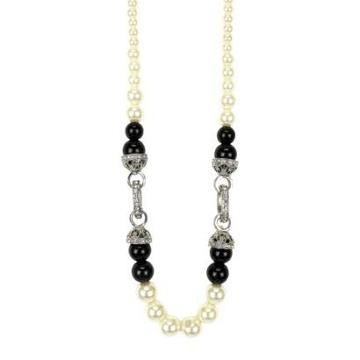 Target Women's Beaded Necklace - Black/white/silver