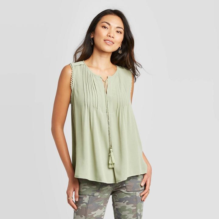 Women's Sleeveless Blouse - Knox Rose Olive Xs, Women's, Green