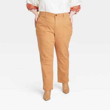Women's Plus Size Relaxed Fit Straight Leg Pants - Knox Rose Light Brown