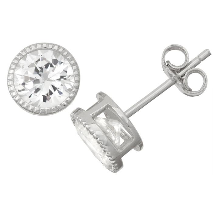 1 2/3 Tcw Tiara Sterling Silver 6mm Bezel-set White Sapphire