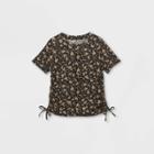 Girls' Short Sleeve Cinched Side T-shirt - Art Class Black