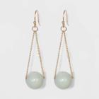 Chain And Semi-precious Aventurine Bead Drop Earrings - Universal Thread Mint, Women's, Size: