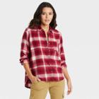 Women's Long Sleeve Flannel Button-down Shirt - Universal Thread Burgundy Plaid