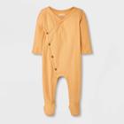 Grayson Collective Baby Pointelle Long Sleeve Bodysuit - Orange Newborn