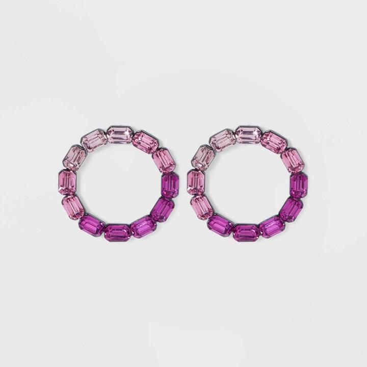 Circle Stone Hoop Earrings - A New Day Pink