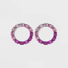 Circle Stone Hoop Earrings - A New Day Pink