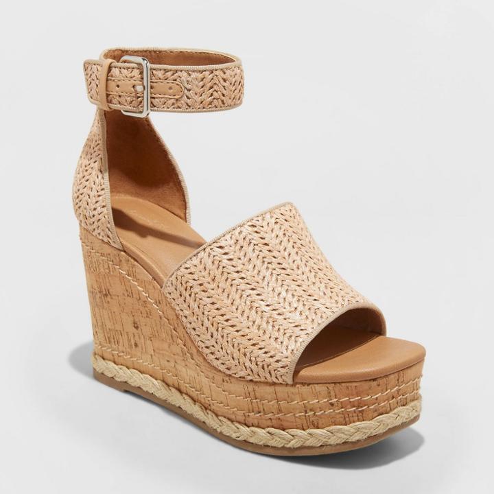 Women's Julianna Cork Wedges - Universal Thread Tan