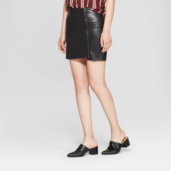 Junk Food Women's Pleather Midi Skirt - Black