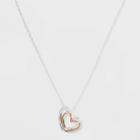 No Brand Silver Plated Open Double Heart Pendant Necklace