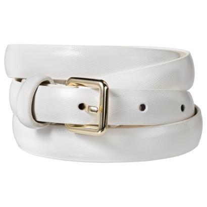 Merona Patent Skinny Belt - White