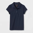 Girls' Short Sleeve Jersey Uniform Polo Shirt - Cat & Jack Navy