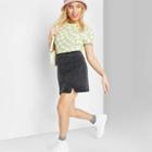 Women's Notch Front Seamed Denim Mini Skirt - Wild Fable Black Wash