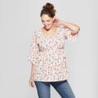 Maternity Floral Print Kimono Sleeve Top - Isabel Maternity By Ingrid & Isabel White S, Women's, Beige