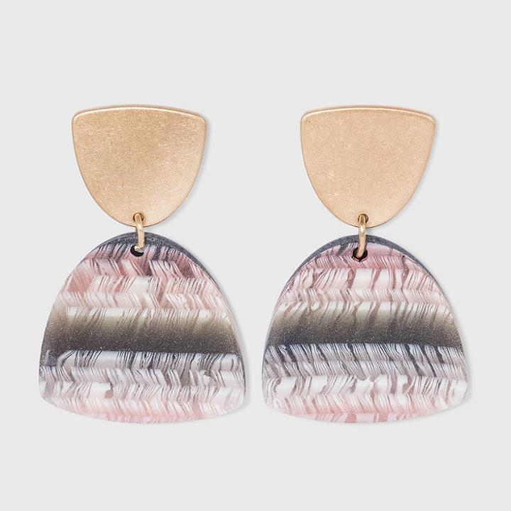 Triangular Charm Drop Earrings - Universal Thread Black