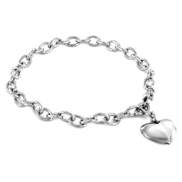 West Coast Jewelry Elya Stainless Steel Polished Heart Charm Bracelet, Girl's,
