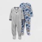 Baby Boys' Bear Fleece Footed Pajama - Just One You Made By Carter's Blue/gray