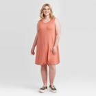 Women's Plus Size Sleeveless Knit Swing Dress - Ava & Viv Coral X, Women's, Pink