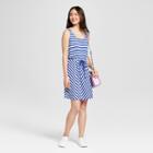 Women's Striped Sleeveless Tie Waist Knit Dress - A New Day Blue/white