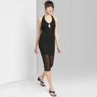 Women's Sleeveless Cut Out Embroidered Mesh Dress - Wild Fable Black