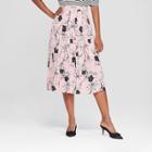 Women's Floral Print Mix Pleated Skirt - Who What Wear Pink 12, Pink Floral