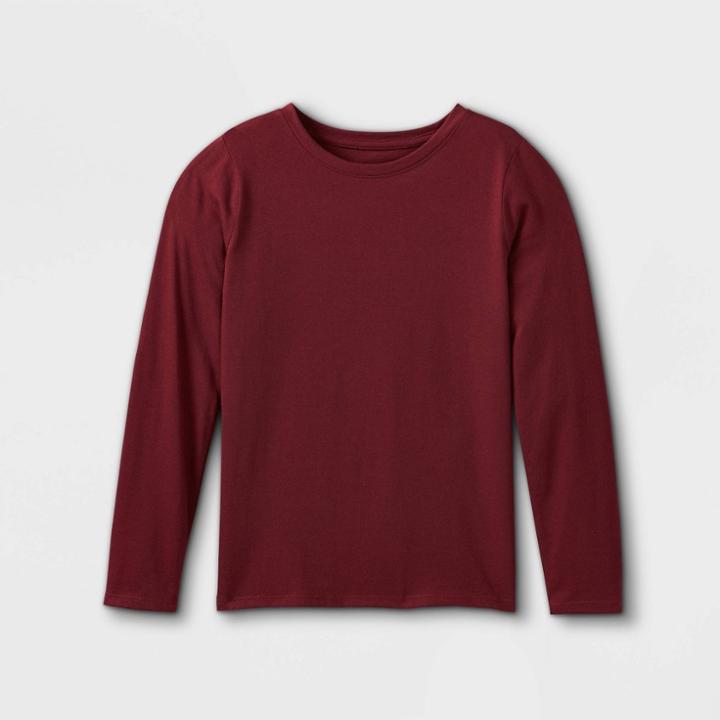 Girls' Long Sleeve T-shirt - Cat & Jack Burgundy