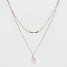 No Brand Semi Precious Beaded Two Layered Necklace - Rose/gold, Women's