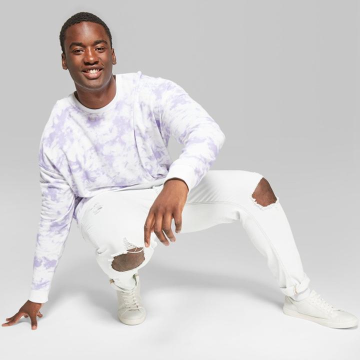 Men's Big & Tall Lightweight Drop Shoulder Crew Neck Pullover Sweatshirt - Original Use Violet 2xb, Violet Tulip