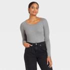 Women's Long Sleeve Ribbed Bodysuit - A New Day Heather Gray