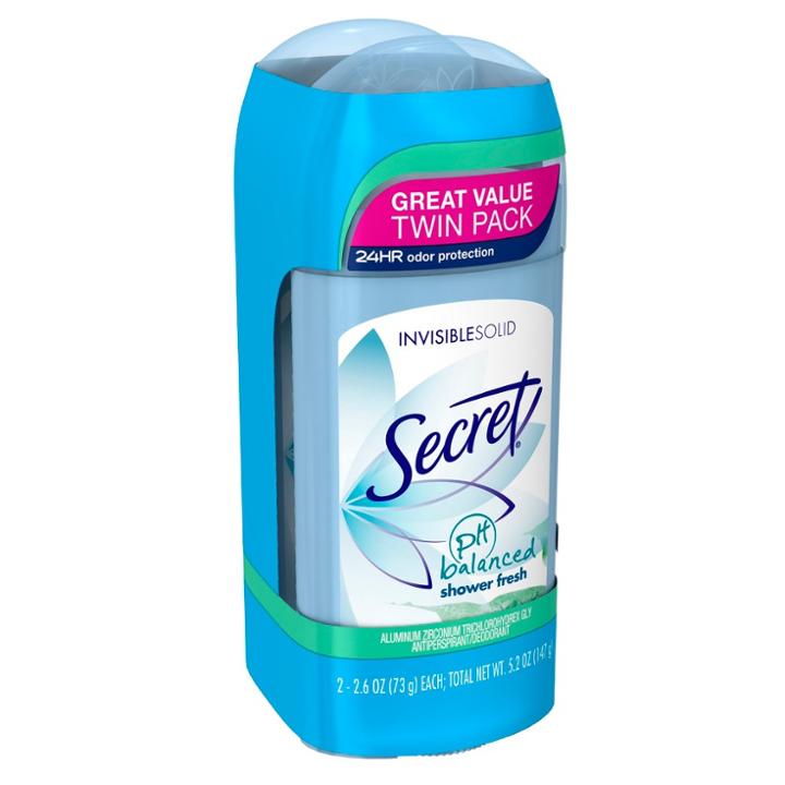 Secret Ph Balanced Shower Fresh Invisible Solid Antiperspirant And Deodorant Twin Pack