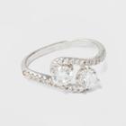 Target Ring Sterling Silver With 2 Round Cubic Zirconia - Silver/clear -