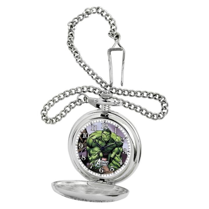 Disney Men's Marvel Hulk Silver Pocket Watch -