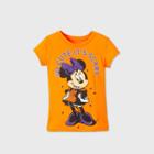 Girls' Short Sleeve Disney Minnie Mouse Halloween Graphic T-shirt - Orange