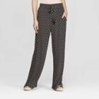 Women's Mid-rise Tie Waist Wide Leg Pants - Knox Rose Black